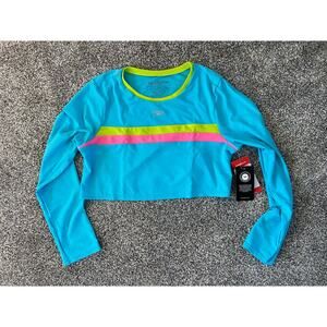 NWT Girls XL Speedo Long Sleeve Cropped Rash Guard Top UPF50+ Block the Burn